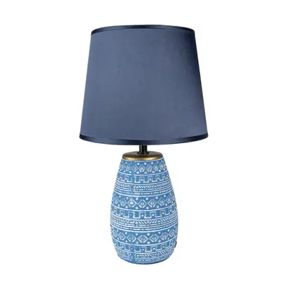 Modrá stolní lampa s keramickou základnou Etnie – 20x35 cm