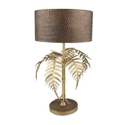 Bronzová antik stolní lampa s listy Georges – 30x53 cm