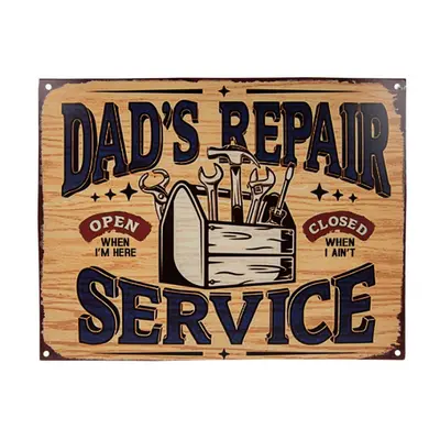 Béžová nástěnná kovová cedule Dad´s Repair Service – 33x1x25 cm