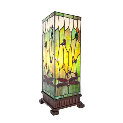 Stolní lampa Tiffany Dragonfly square – 18x18x45 cm