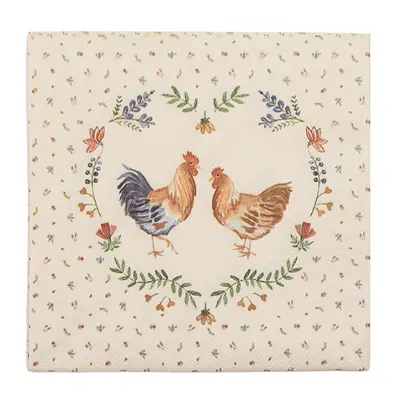 Papírové ubrousky Chicken and Rooster – 33x33 cm