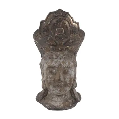 Hnědo-zlatá dekorace socha hlava Buddha – 12x9x22 cm