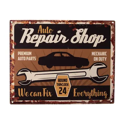 Nástěnná kovová cedule Auto Repair Shop – 25x1x20 cm