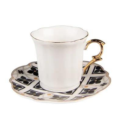 Bílý porcelánový šálek s barevným podšálkem Tasse – 95 ml