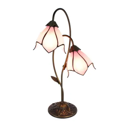 Růžová stolní lampa Tiffany Folwia Pink – 35x18x61 cm