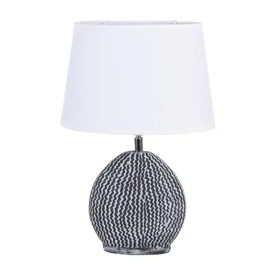 Bílo šedivá stolní lampa Marianne s bílým stínidlem – 26x19x38 E27/max 1x60W