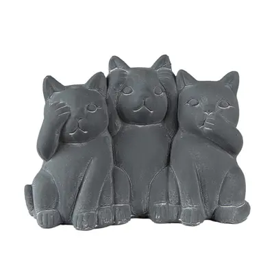 Šedá dekorace socha 3 kočky Cat Grey – 22x10x16 cm