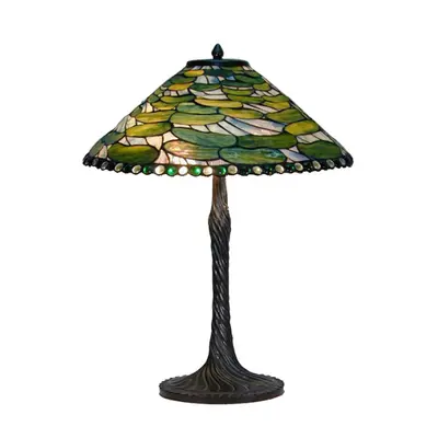 Stolní lampa Tiffany Maikel zeleno modrá s motivem leknínů – 51x75 cm