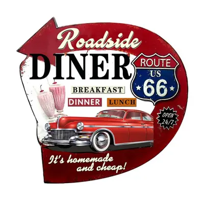 Nástěnná kovová cedule Diner Route 66 – 56x1x54 cm