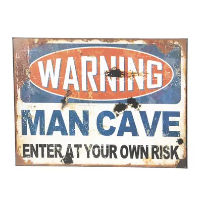 Nástěnná kovová cedule Warning Man Cave – 30x1x40 cm