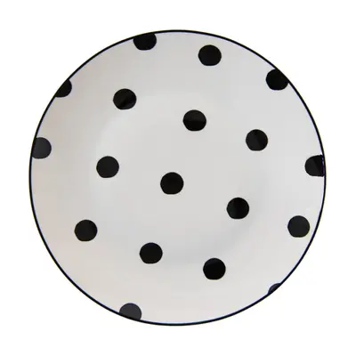 Porcelánový dezertní talířek s černými puntíky Black Dot – 20x2 cm