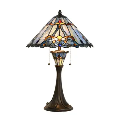 Stolní lampa Tiffany Linnet modrá – 40x61 cm