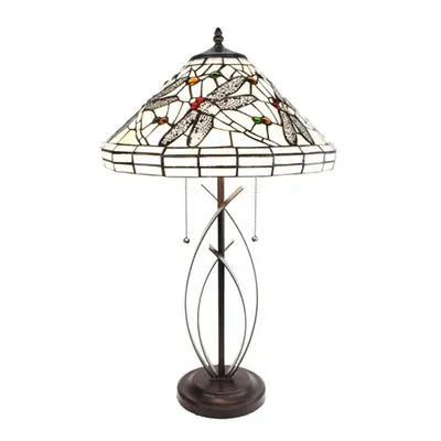 Stolní lampa Tiffany White Dragonfly – 41x69 cm