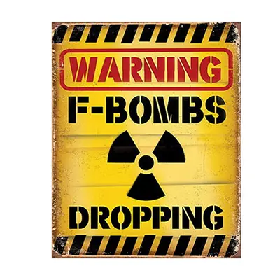 Žlutá nástěnná cedule Warning Bombs Dropping – 20x1x25 cm