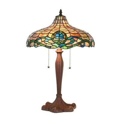 Hnědá stolní lampa Tiffany Henny – 41x60 cm