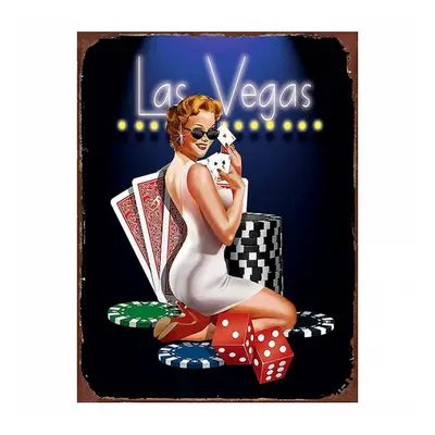 Nástěnná kovová cedule Las Vegas – 25x1x33 cm