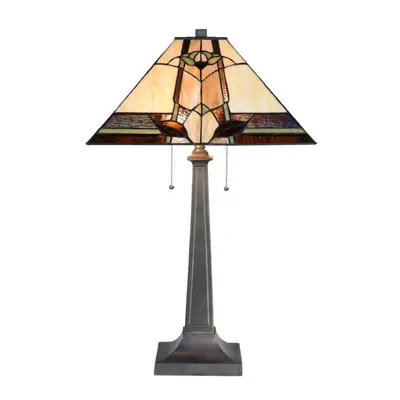 Stolní lampa Tiffany Solei béžová ve stylu art deco – 80 cm