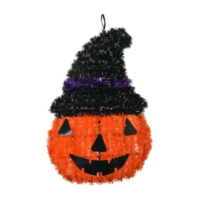 Halloweenská dekorace oranžová dýně s černou čepicí – 22 cm