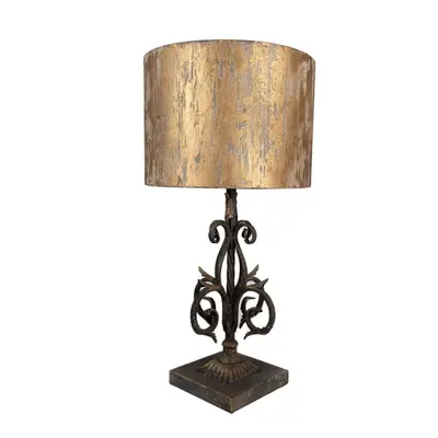 Stolní lampa s ozdobnou stojací nohou a zlatým stínidlem – 36x71 cm