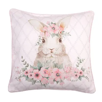 Povlak na polštář se vzorem velikonočního zajíčka a květinového věnce Floral Easter Bunny – 40x4