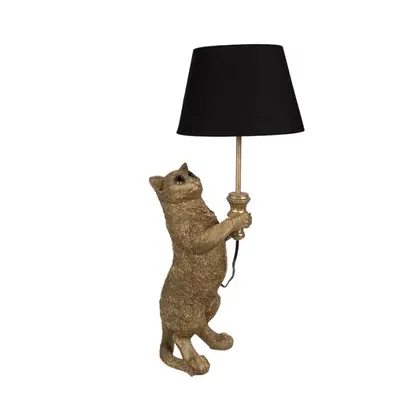 Stolní lampa ve tvaru zlaté kočky na dvou nohách – 31x24x62 cm