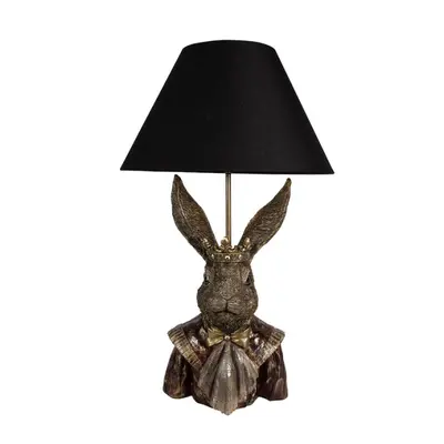 Stolní lampa ve tvaru zajíce s korunou s černým stínidlem Antonius– 37x61 cm