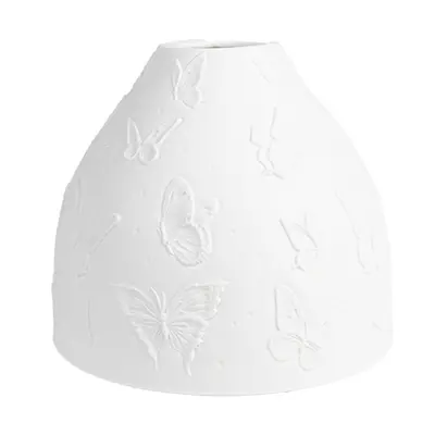 Bílé porcelánové stínidlo na lampu s motýlky – 15x12 cm