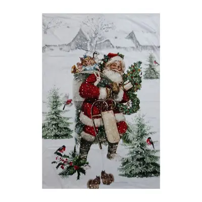 Pléd / deka s motivem Santa Clause se sáněmi – 130x170 cm