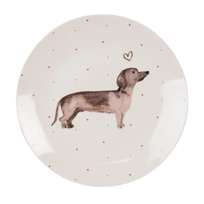 Porcelánový dezertní talíř s jezevčíkem Dachshund Love – 20x2 cm