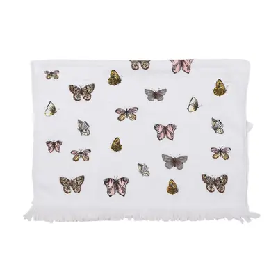 Bílý bavlněný ručník pro hosty s motýlky Butterfly Paradise – 40x66 cm