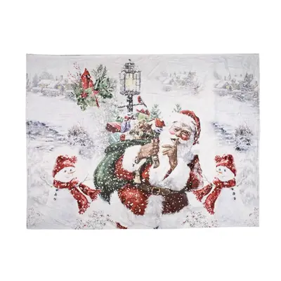 Pléd / deka s motivem Santa Clause s nůší s dárky – 130x170 cm