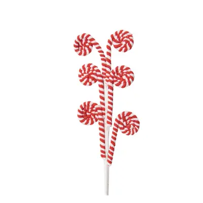 Červeno-bílá vánoční dekorace / zápich šest zatočených lízátek Candy Cane – 62 cm