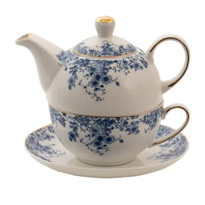 Porcelánový tea for one s modrými květy Blue Flowers – 400 ml / 250 ml