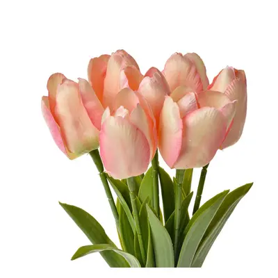 Umělé květiny růžovobílé tulipány – 32 cm