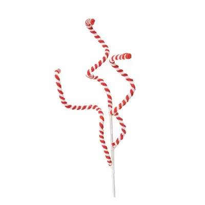 Červeno-bílá vánoční dekorace / zápich tři vlnité Candy Cane – 70 cm