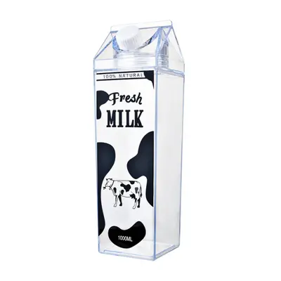 Plastová průhledná láhev ve tvaru kartonového boxu Fresh Milk – 1000 ml