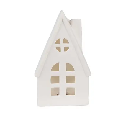 Porcelánový domeček s LED světýlky Reuver – 9x6x15 cm