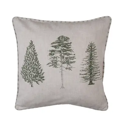 Béžový povlak na polštář se vzorem jehličnatých stromů Natural Pine Trees – 40x40 cm