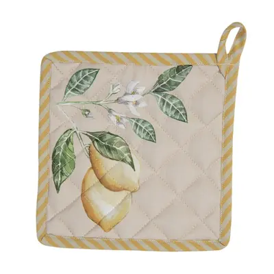 Bavlněná podložka pod hrnec s motivem citrónů Lemons &amp; Leafs – 20x20 cm