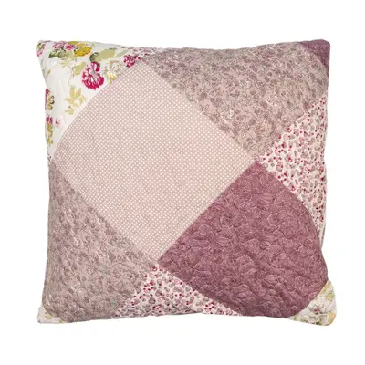 Fialový patchwork povlak na polštář s drobnými květy Selma L – 50x50 cm