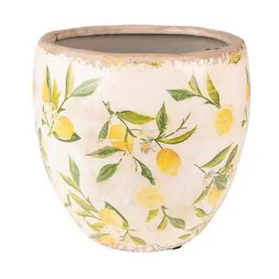 6CE1532S Plant Pot Ø 13x12 cm Yellow Ceramic Lemons