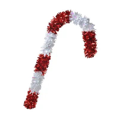 Bílo-červená vánoční dekorace Candy Cane ze střapatého řetězu S – 72 cm