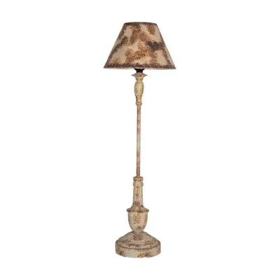 Béžovo-hnědá kovová lampa na vysoké noze s patinou Huug – 22x71 cm