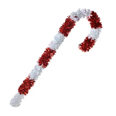 Bílo-červená vánoční dekorace Candy Cane ze střapatého řetězu M – 95 cm