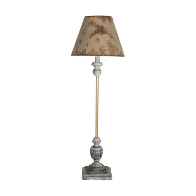 Béžovo-hnědá lampa ňa vysoké šedé noze s patinou Huug – 24x72 cm