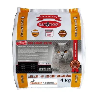 Bardog Super prémiové krmivo pro kočky Cat Light 29/12 4 kg