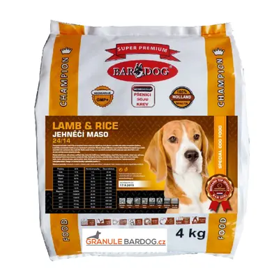 Bardog Super prémiové granule Lamb rice 24/14 4 kg