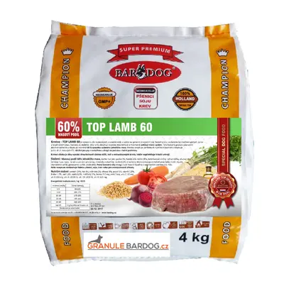 Bardog Lisované granule za studena Top Lamb 60