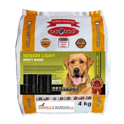 Bardog Super prémiové granule Senior light 22/09 4 kg