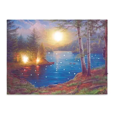 Nexos Nástěnná malba horské jezero, 43 LED, 30 x 40 cm